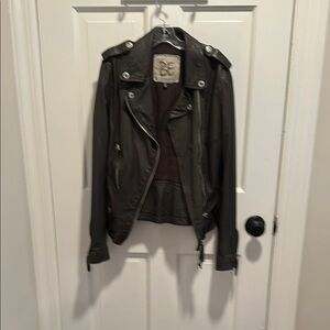 BE Brown Leather Jacket with Silver Accents